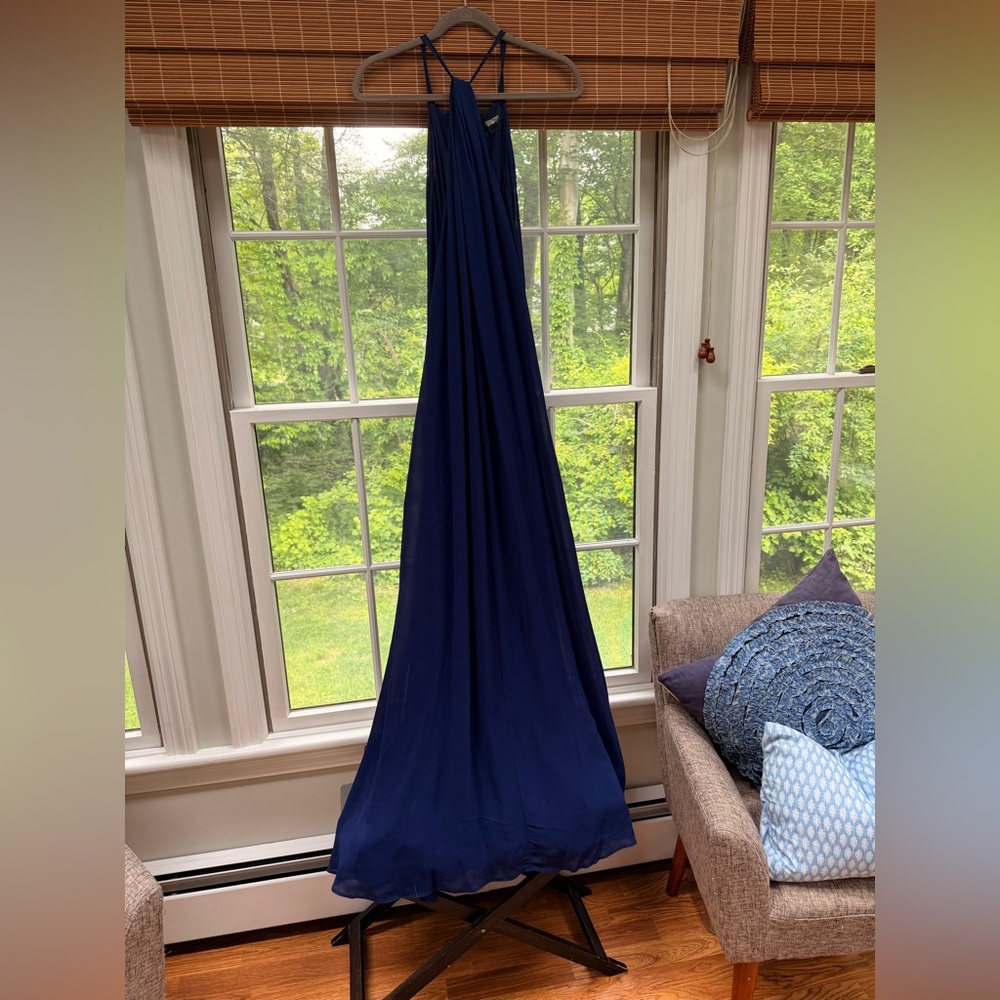 Reformation Floretta Maxi Halter Dress in Navy Blue - Size 4